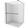 Mexen Kioto+ zuhanyfal polccal Walk-in 130 x 200 cm, csíkos, fekete - 800-130-121-70-09