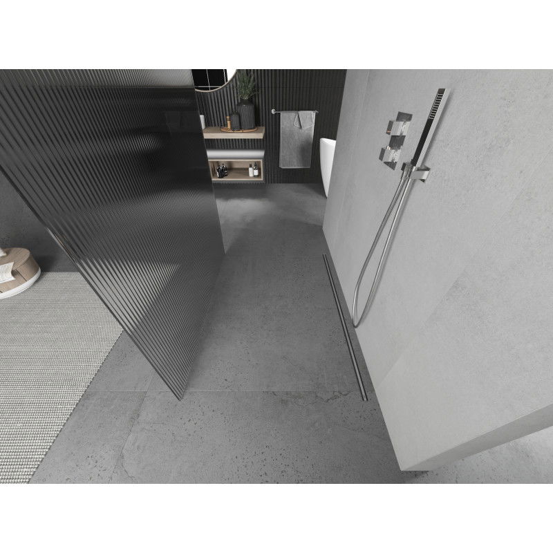 Mexen Kioto szabadon álló zuhanyfal 120 x 200 cm, csíkos 8 mm, króm - 800-120-002-01-09