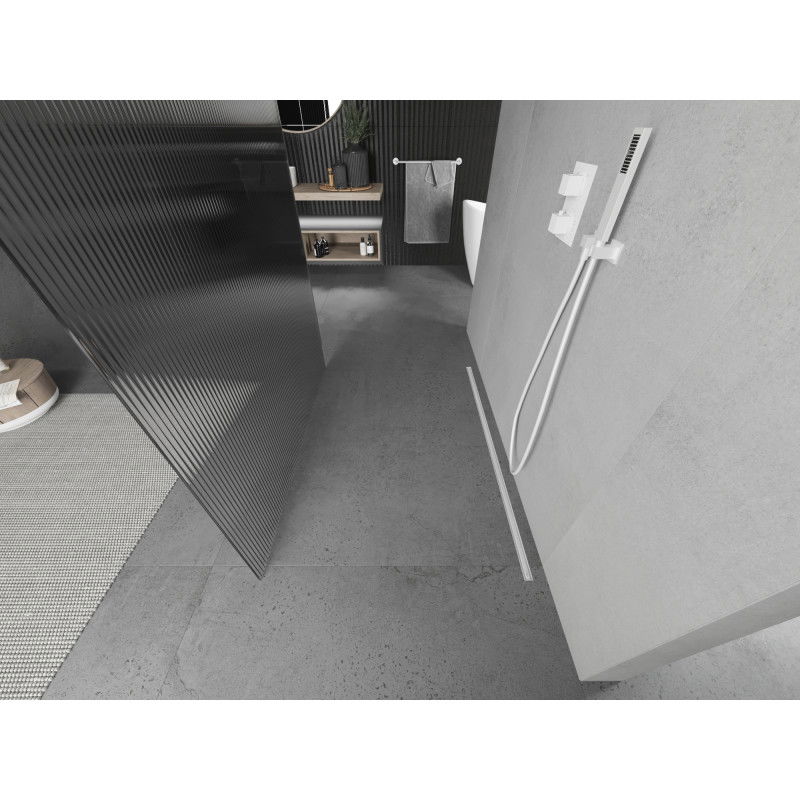 Mexen Kioto perete de duș autoportant 100 x 200 cm, dungi 8 mm, alb - 800-100-002-20-09