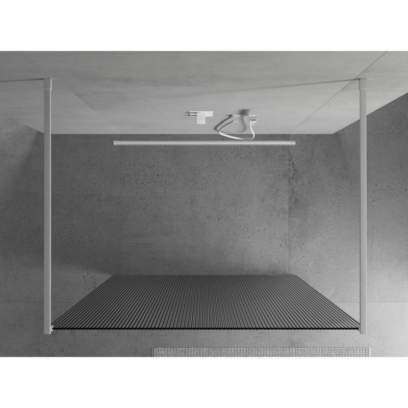 Mexen Kioto szabadon álló zuhanyfal 130 x 200 cm, csíkos 8 mm, fehér - 800-130-002-20-09