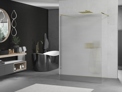 Mexen Kioto szabadonálló zuhanyfal 110 x 200 cm, csíkos 8 mm, arany - 800-110-002-50-09