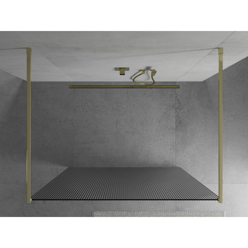 Mexen Kioto perete de duș independent 130 x 200 cm, dungi 8 mm, auriu - 800-130-002-50-09