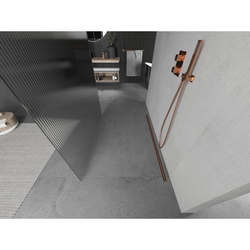 Mexen Kioto szabadon álló zuhanyfal 110 x 200 cm, prizmás 8 mm, rózsaarany - 800-110-002-60-09