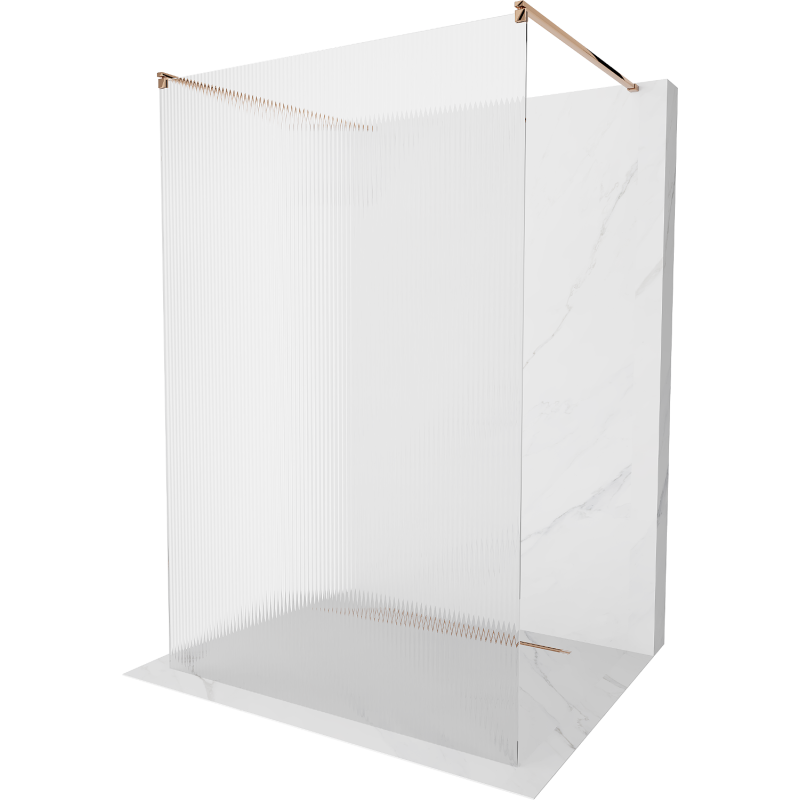 Perete de duș freestanding Mexen Kioto 140 x 200 cm, dungi 8 mm, aur roz - 800-140-002-60-09