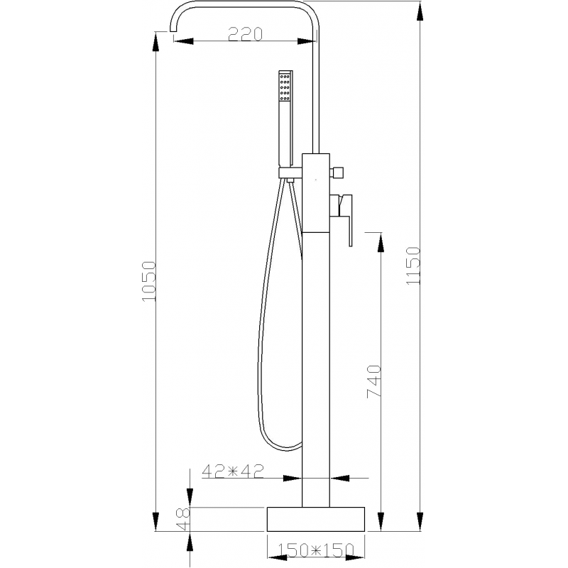 Mexen Avila baterie de cadă independentă, aurie - 75833-50
