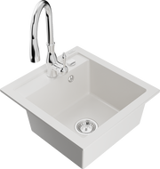 Mexen Vito gránit mosogató 1-medencés konyhai csapteleppel Savita, fehér - 6503-20-672601-00