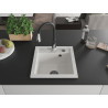 Mexen Vito chiuvetă de bucătărie de granit cu 1 cuvă cu baterie Savita, albă - 6503-20-672601-70