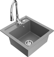 Mexen Vito 1-medencés gránit mosogató Savita konyhai csapteleppel, szürke - 6503-71-672601-00
