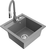 Mexen Vito 1 rekeszes gránit mosogató Savita konyhai csappal, szürke - 6503-71-672601-71