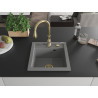 Mexen Vito chiuvetă de granit cu 1 cuvă cu baterie de bucătărie Savita, gri - 6503-71-672601-50