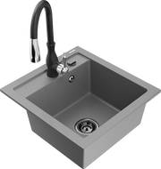 Mexen Vito egymedencés gránit mosogató Savita konyhai csapteleppel, szürke - 6503-71-672601-70-B