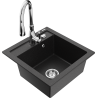 Mexen Vito chiuvetă de granit cu 1 compartiment cu baterie de bucătărie Savita, negru/argintiu metalic - 6503-73-672601-00