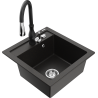 Mexen Vito chiuvetă de granit cu 1 compartiment cu baterie de bucătărie Savita, negru/auriu metalic - 6503-75-672601-70