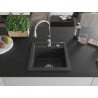 Mexen Vito chiuvetă de bucătărie din granit cu o cameră și baterie Savita, negru cu efect de stropi - 6503-76-672601-00