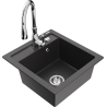 Mexen Vito chiuvetă de granit cu o singură cuvă cu baterie de bucătărie Savita, negru cu pete - 6503-76-672601-00