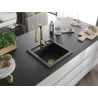 Mexen Vito chiuvetă de granit cu 1 compartiment cu baterie de bucătărie Savita, negru - 6503-77-672601-50