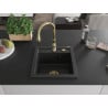 Mexen Vito chiuvetă de granit cu 1 compartiment cu baterie de bucătărie Savita, negru - 6503-77-672601-50