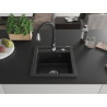 Mexen Vito chiuvetă de bucătărie din granit cu 1 compartiment cu baterie de bucătărie Savita, neagră - 6503-77-672601-70