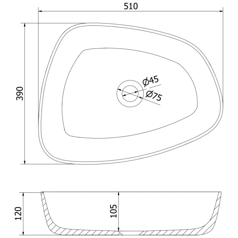 Mexen Ono lavoar pe blat din conglomerat 51 x 39 cm, alb - 23045101