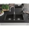 Mexen Mario chiuvetă granit 2-cuptoare cu baterie de bucătărie Savita, negru/auriu metalic - 6504-75-672601-00