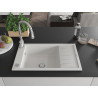 Mexen Elias chiuvetă de granit cu 1 compartiment cu scurgător și baterie de bucătărie Savita, albă - 6511-20-672601-00
