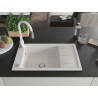 Mexen Elias chiuvetă de granit cu 1 compartiment și scurgător și baterie de bucătărie Savita, alb - 6511-20-672601-20