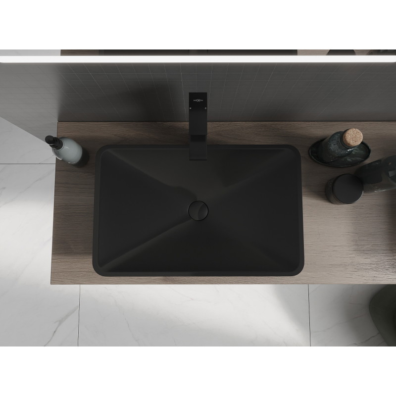 Mexen Esper 60 x 38 cm-es fekete pultra szerelhető mosdó konglomerátumból - 23036071