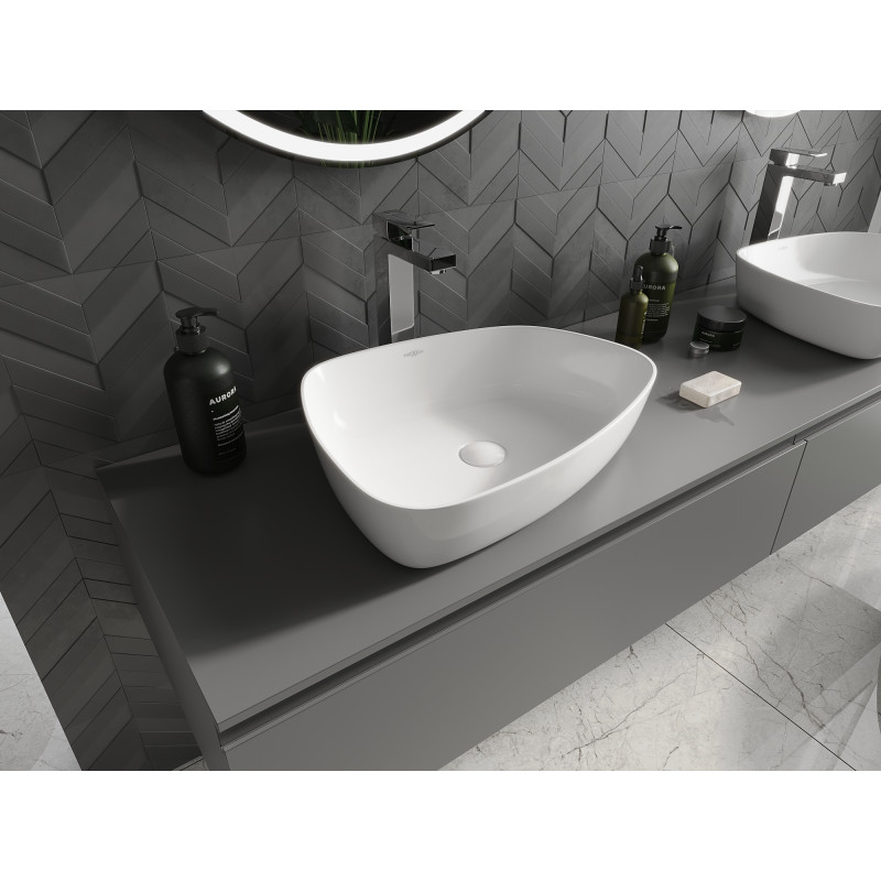 Mexen Ono chiuvetă de blat din conglomerat 51 x 39 cm, albă - 23045101