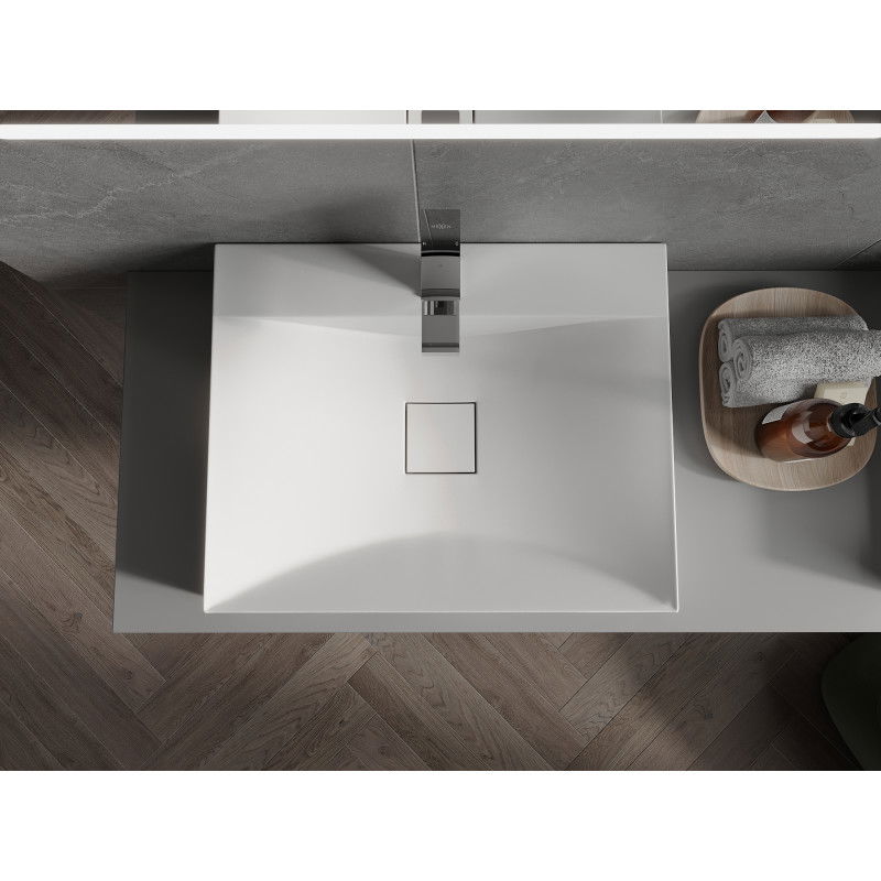 Mexen Poli munkalapra szerelhető mosdó konglomerátumból 1/O 60 x 48 cm, fehér - 23026001