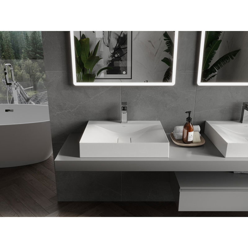 Mexen Poli lavoar de blat din conglomerat 1/O 60 x 48 cm, alb - 23026001