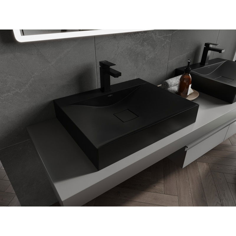 Mexen Poli lavoar deasupra blatului din conglomerat 1/O 60 x 48 cm, negru - 23026071