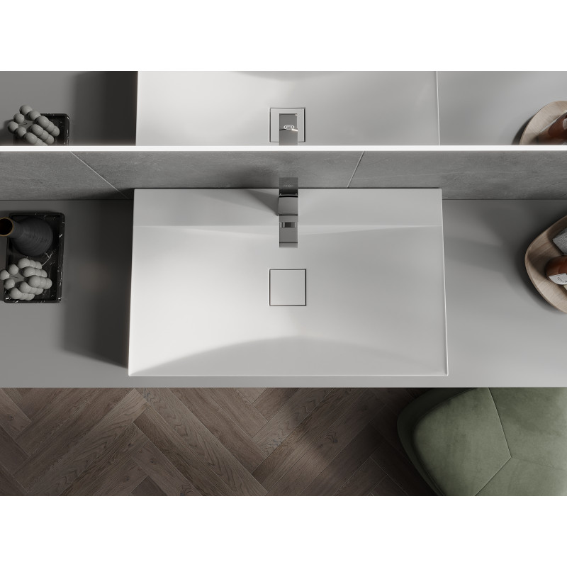 Mexen Poli chiuvetă de blat din conglomerat 1/O 80 x 48 cm, albă - 23028001