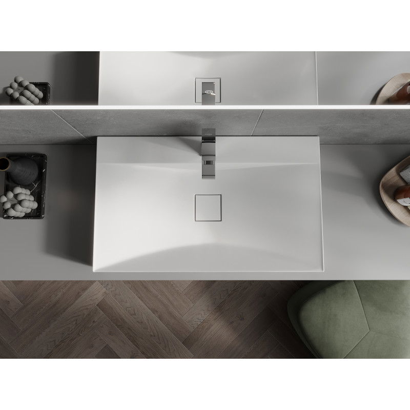 Mexen Poli chiuvetă pe blat din conglomerat 1/O 80 x 48 cm, albă - 23028001