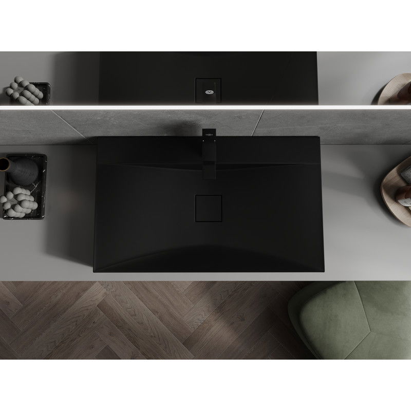 Mexen Poli konglomerátum pultra szerelhető mosdó 1/O 80 x 48 cm, fekete - 23028071