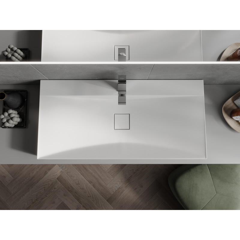 Mexen Poli chiuvetă de suprafață din conglomerat 1/O 100 x 48 cm, albă - 23021001