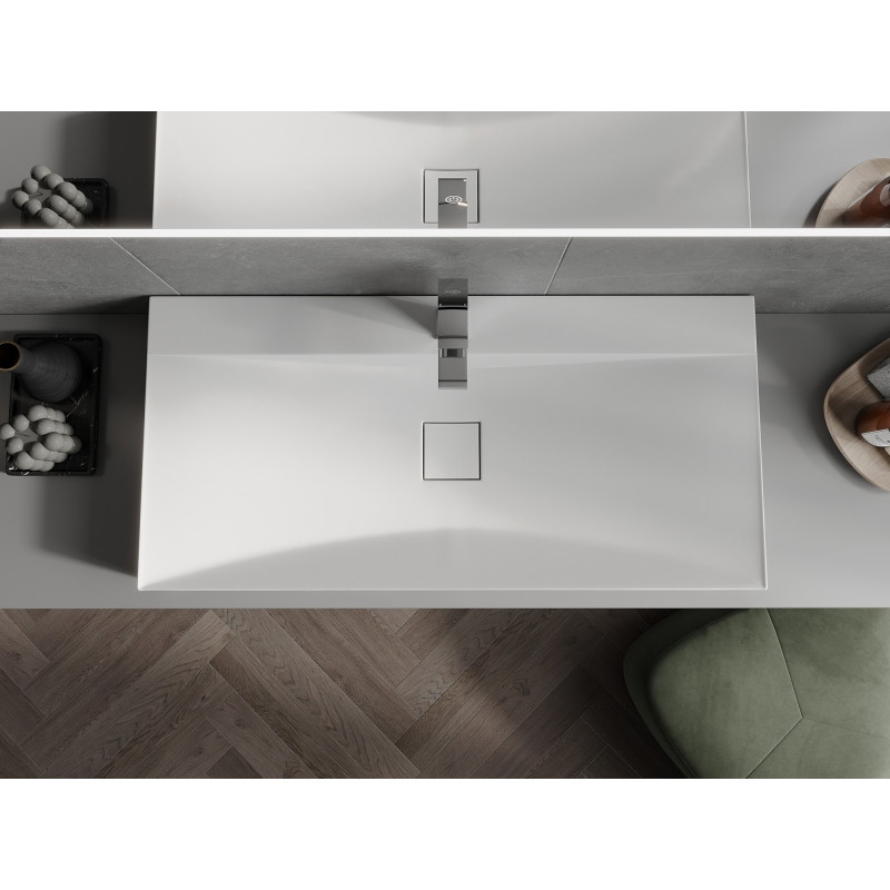 Mexen Poli konglomerát munkalapon álló mosdó 1/O 100 x 48 cm, fehér - 23021001