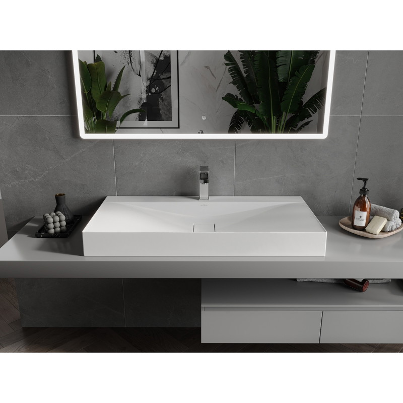 Mexen Poli konglomerát munkalapon álló mosdó 1/O 100 x 48 cm, fehér - 23021001