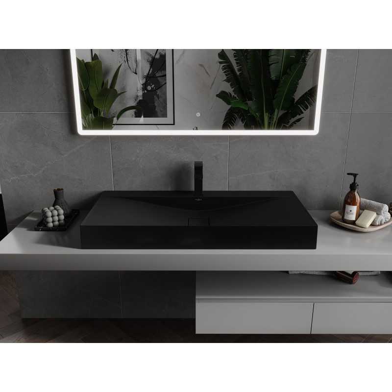 Mexen Poli konglomerát mosdókagyló 1/O 100 x 48 cm, fekete - 23021071