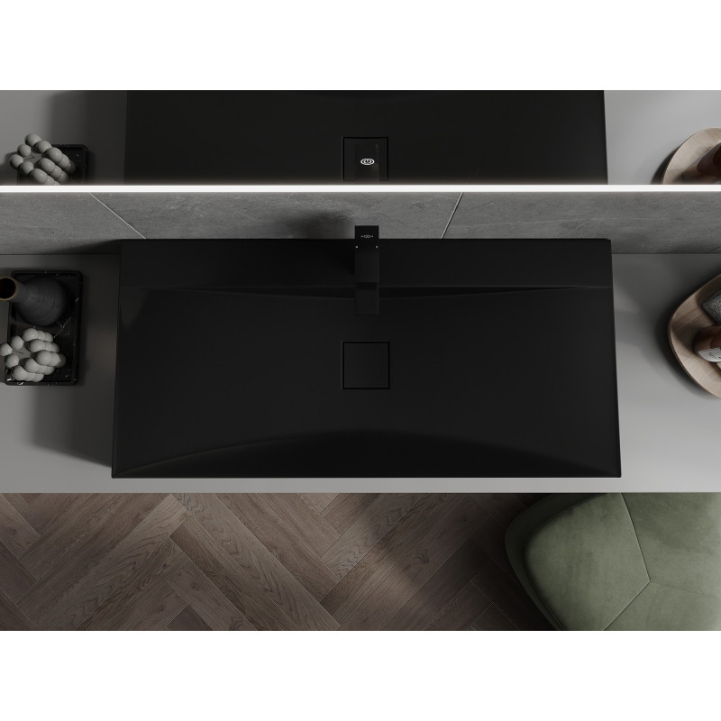 Mexen Poli konglomerát mosdókagyló 1/O 100 x 48 cm, fekete - 23021071