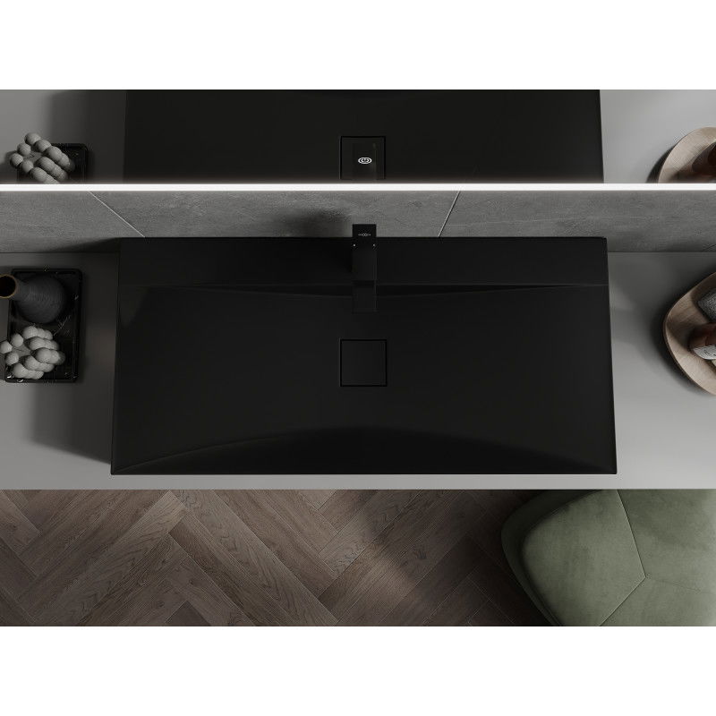 Mexen Poli konglomerát pultra szerelhető mosdó 1/O 100 x 48 cm, fekete - 23021071