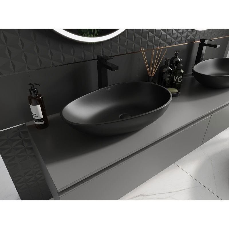 Mexen Nora lavoar pe blat din conglomerat 60 x 36 cm, negru - 23056071