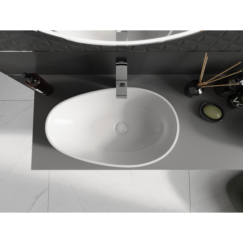 Mexen Nora 60 x 36 cm-es pult feletti mosdókagyló konglomerátumból, fehér - 23056001