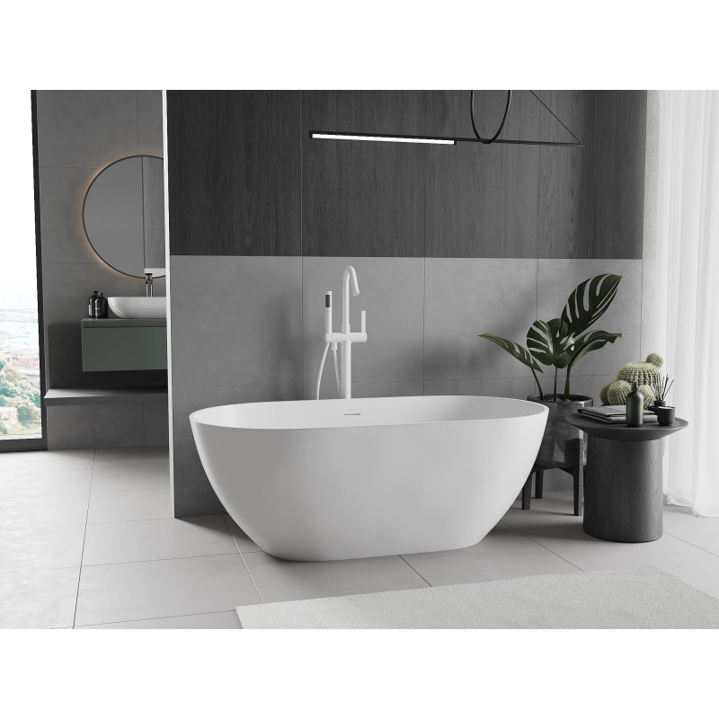 Mexen Rimini szabadon álló konglomerátum kád 150 x 75 cm, fehér matt - 57241507500