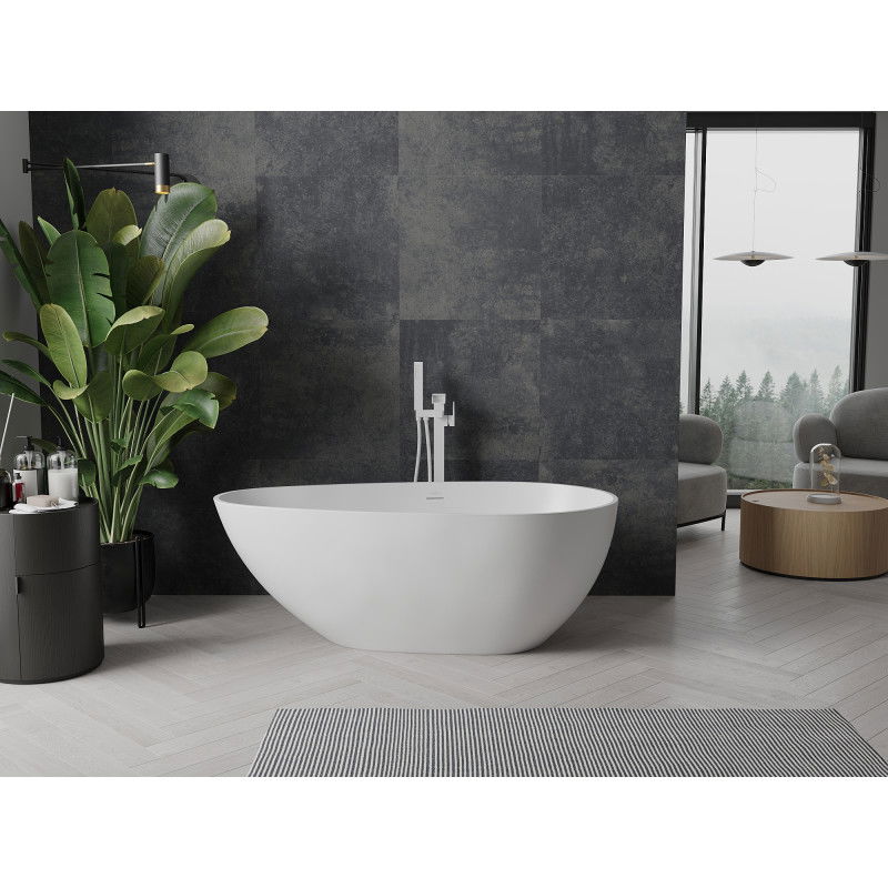 Mexen Palermo cadă de baie freestanding din conglomerat 150 x 78 cm, alb mat - 57211507800