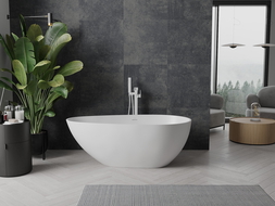 Mexen Palermo cadă de baie freestanding din conglomerat 150 x 78 cm, alb mat - 57211507800