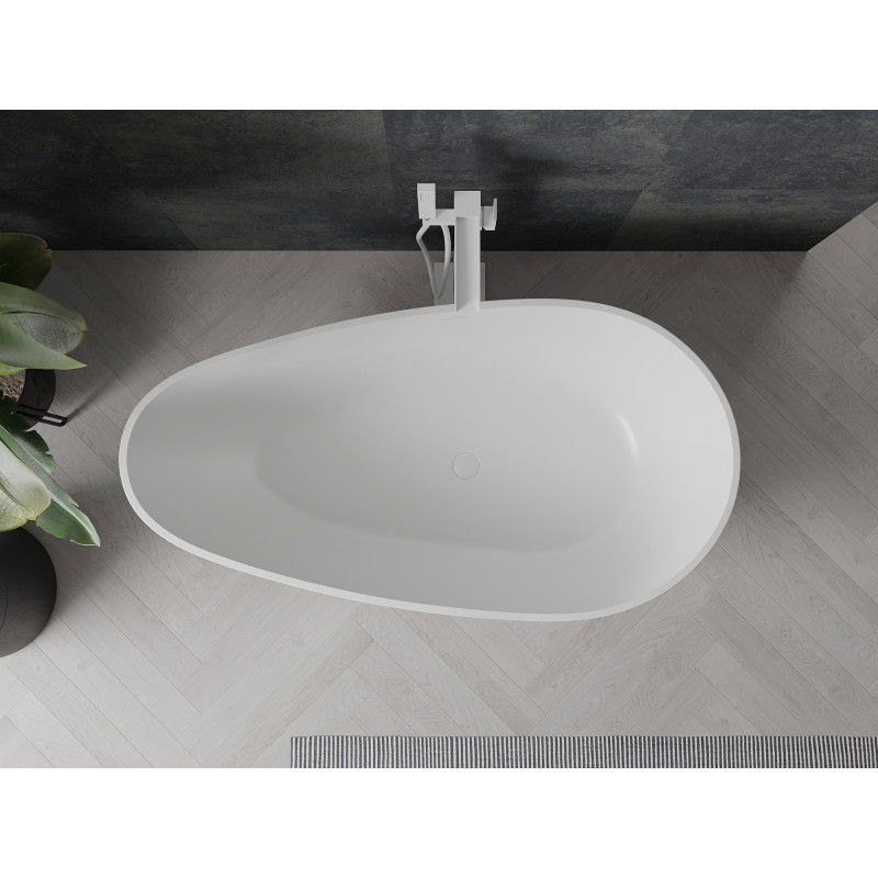 Mexen Palermo cadă de baie freestanding din conglomerat 150 x 78 cm, alb mat - 57211507800