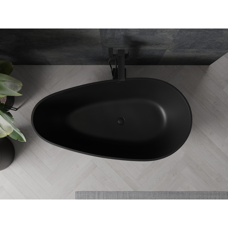 Mexen Palermo cadă de sine stătătoare din conglomerat 150 x 78 cm, negru mat - 57211507870