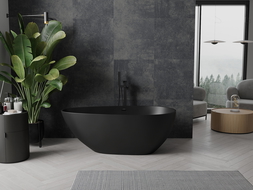 Mexen Palermo cadă freestanding din conglomerat 150 x 78 cm, negru mat - 57211507870