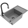 Mexen Elias chiuvetă de granit cu 1 compartiment, cu scurgător și baterie de bucătărie Savita, gri - 6511-71-672601-70-B