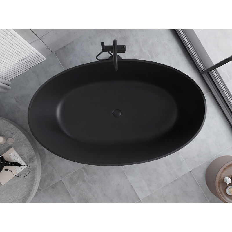 Mexen Parma cadă de sine stătătoare din conglomerat 160 x 95 cm, negru mat - 57231609570